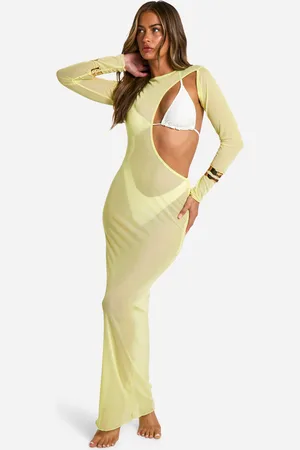 Boohoo Vestido Maxi Para La Playa Con Abertura