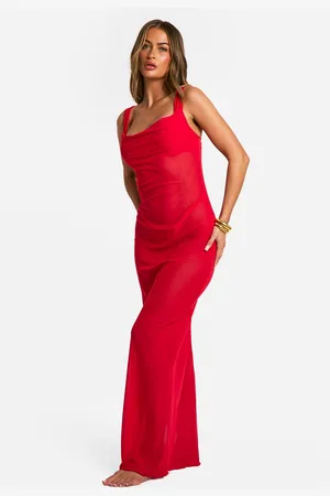 Boohoo Vestido Maxi Para La Playa Con Escote Plisado