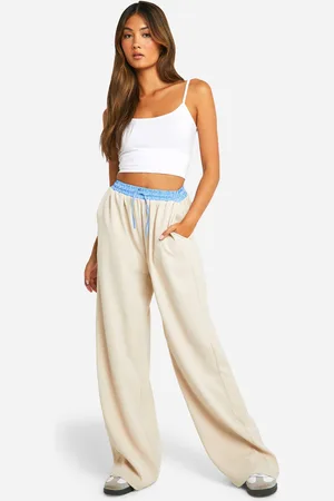 Boohoo Pantalón De Pernera Ancha Con Rayas En Contraste Y Cintura Elástica
