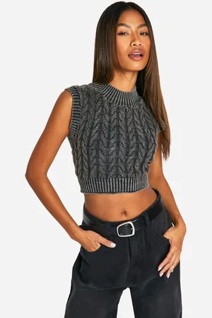 Boohoo Top Sin Mangas De Punto En Ochos Con Lavado De Ácido