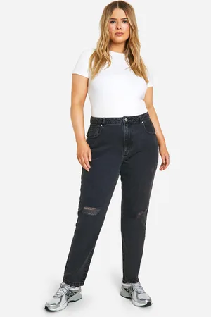Boohoo Vaqueros Plus Mom Básicos De Tiro Alto Rotos