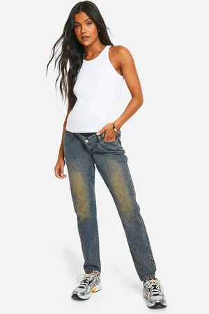 Boohoo Vaqueros Premamá Mom Básicos De Tiro Alto
