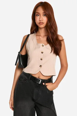 Boohoo Chaleco Crop De Raya Diplomática Con Escote Cuadrado