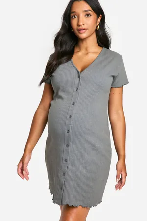 Boohoo Camisón Premamá De Canalé Con Botones