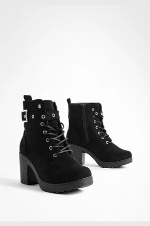 Boohoo Botas Militares Gruesas De Holgura Ancha Con Hebilla Y Tiras Cruzadas