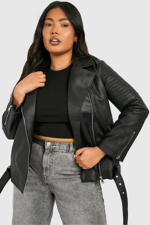 Boohoo Chaqueta Plus Motera De Cuero Sintético Con Cuello