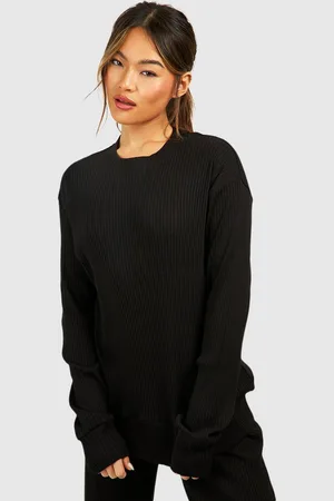 Boohoo Camiseta Oversize De Canalé Y Manga Larga