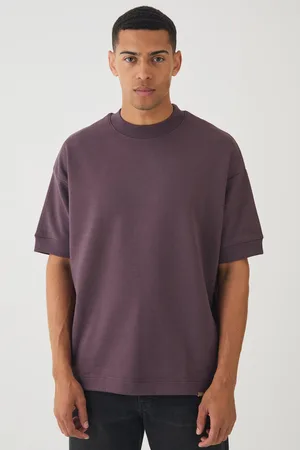 Boohoo Camiseta Man Oversize Con Cuello Extendido Y Puños De Canalé Entrelazados