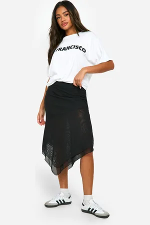 Boohoo Falda Midi De Malla Fruncida Con Pañuelo En La Cintura