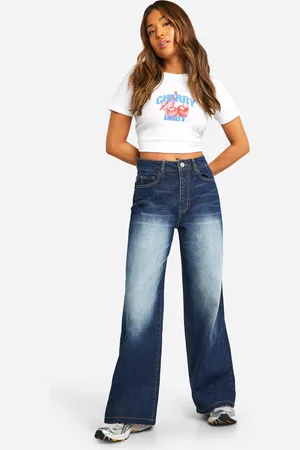 Boohoo Vaqueros Petite Básicos De Tiro Alto Y Pernera Ancha