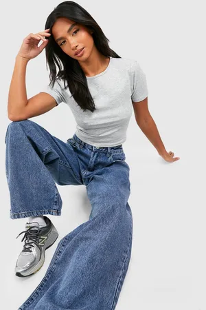 Boohoo Vaqueros Petite Básicos De Pernera Ancha