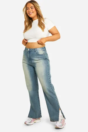 Boohoo Vaqueros Plus Básicos Rectos Con Abertura En El Bajo