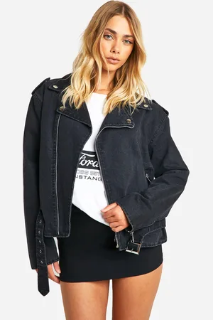 Boohoo Chaqueta Motera Vaquera Con Cinturón
