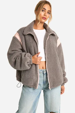 Boohoo Chaqueta De Borreguito Sintético Con Paneles De Nailon