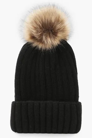 Boohoo Gorro De Punto Canalé Con Pompón Grande De Pelo
