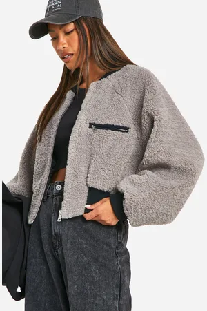 Boohoo Chaqueta Bomber De Borreguito Sintético Y Canalé En Contraste