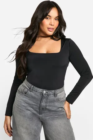 Boohoo Body Plus Ceñido De Tela Doble Con Escote Cuadrado