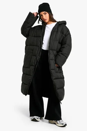 Boohoo Abrigo Petite Largo Acolchado Con Capucha