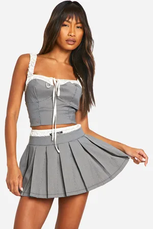 Boohoo Corsé De Raso Con Estampado De Cuadros