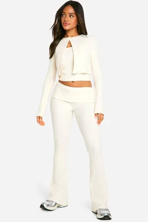 Boohoo Pantalón De Campana De Canalé Cardado Con Cintura Cruzada
