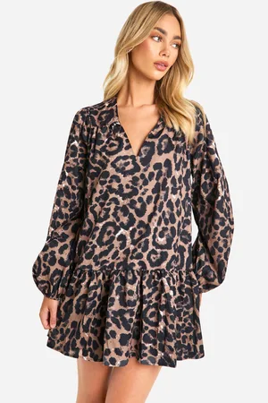 Boohoo Vestido Holgado Con Estampado De Leopardo