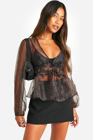 Boohoo Blusa Con Mangas Bombachas Y Estampado De Leopardo