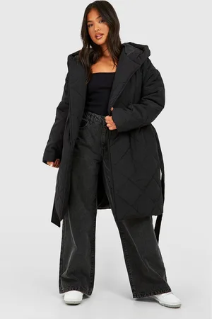 Boohoo Chaqueta Petite Acolchada Con Rombos Y Cinturón