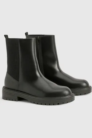 Boohoo Botas Chelsea De Holgura Ancha Y Cuero Sintético Con Detalle En El Tobillo