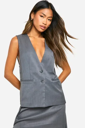 Boohoo Chaleco De Corte Largo Escotado Jaspeado