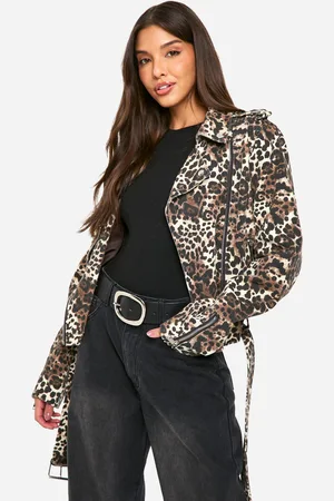 Boohoo Chaqueta Motera Vaquera Con Estampado De Leopardo