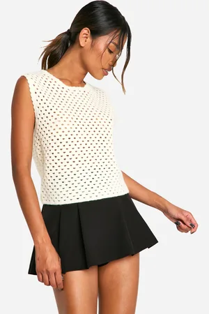 Boohoo Top Sin Mangas De Punto Con Detalle De Agujero