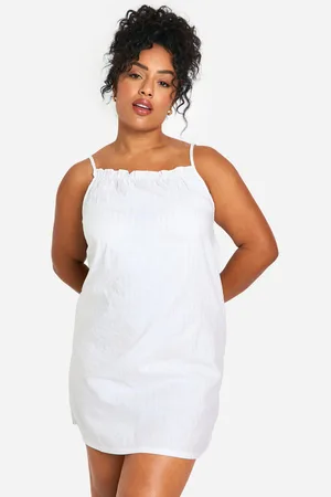 Boohoo Camisón Plus De Algodón Popelina Con Tirantes Y Raya Diplomática De Lúrex