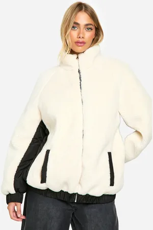 Boohoo Chaqueta De Borreguito Sintético Con Paneles De Nailon