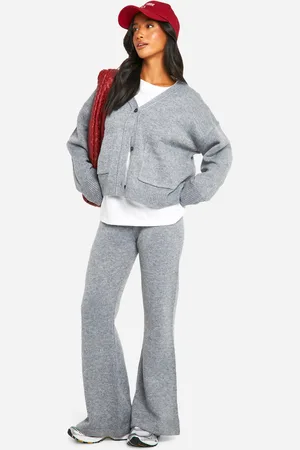 Boohoo Conjunto Coordinado Petite De Pantalón De Campana Y Cárdigan