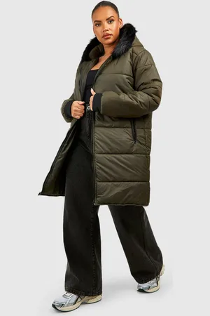 Boohoo Parka Plus Con Ribete De Pelo Sintético