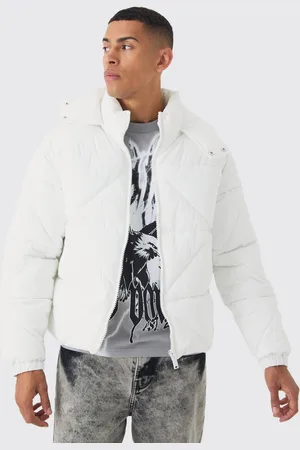 Boohoo Chaqueta Acolchada Blanca Con Estampado Abstracto