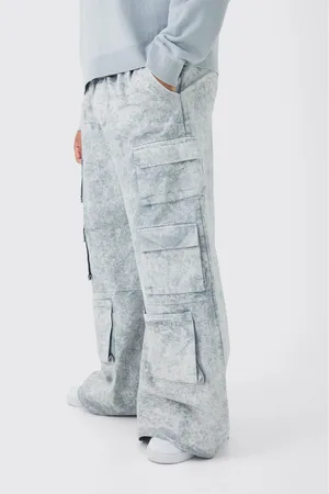 Boohoo Pantalón Plus Multi Cargo Súper Holgado Con Cintura Elástica Y Lavado A La Piedra
