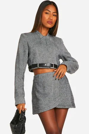 Boohoo Americana Crop De Espiguilla Con Cinturón