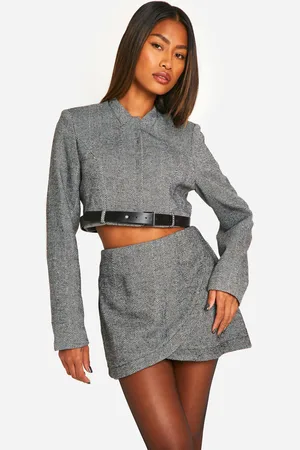 Boohoo Minifalda Cruzada De Espiguilla