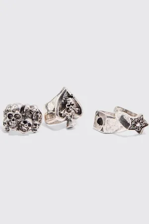 Boohoo Pack De 4 Anillos Plateados Estilo Casino
