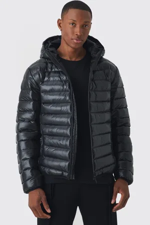 Boohoo Chaqueta Acolchada Negra Con Capucha Y Brillo Intenso