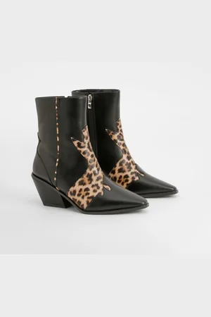 Boohoo Botas Estilo Western De Holgura Ancha Con Detalle De Leopardo