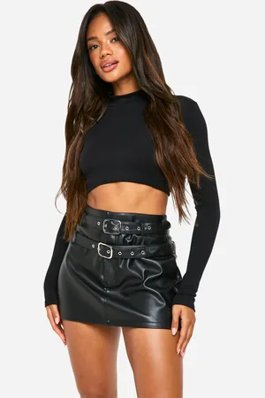 Boohoo Minifalda De Cuero Sintético Con Cinturón Doble