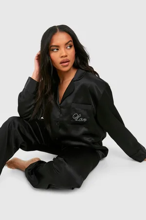 Boohoo Pijama Largo De Raso Con Detalle De Incrustaciones