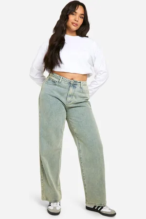 Boohoo Vaqueros Plus De Pernera Ancha Con Lavado Vintage