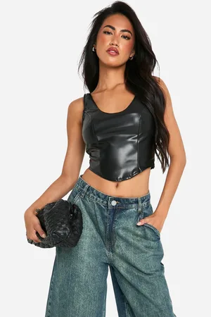 Boohoo Corsé De Cuero Sintético Con Escote En U Y Detalle De Costuras
