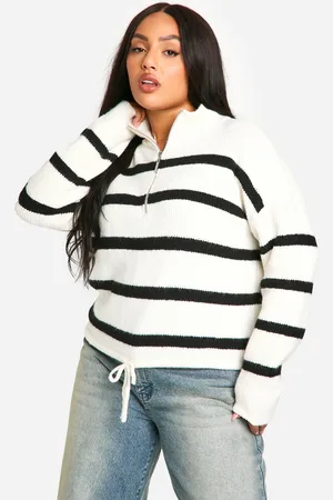 Boohoo Jersey Plus De Rayas Con Cuello Alto Y Cordón Elástico