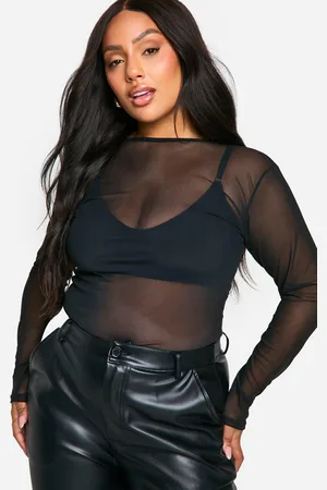 Boohoo Body Plus De Manga Larga Con Cuello De Caja