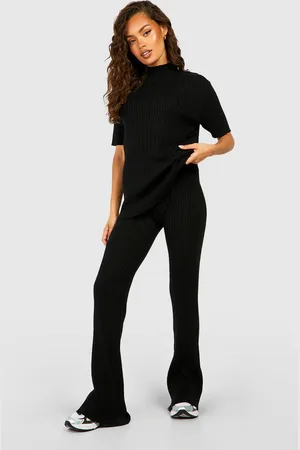 Boohoo Conjunto De Pantalón De Pernera Ancha Y Túnica De Punto Canalé