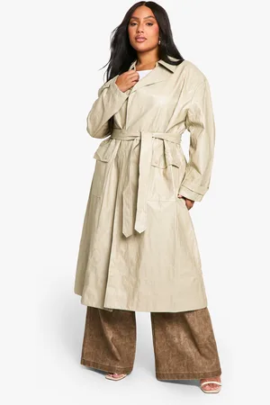Boohoo Gabardina Plus De Cuero Sintético Vintage